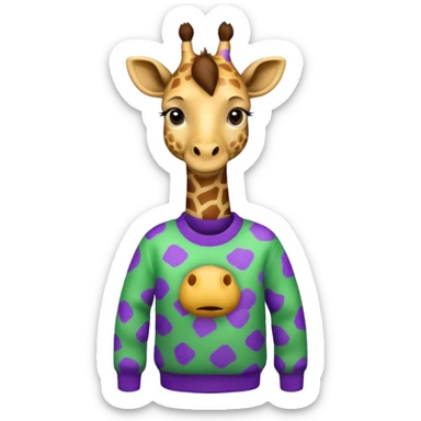 giraffe wearing green and purple sweater sticker