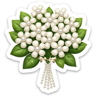 bouquet of flowers from white hearts with pearls sticker