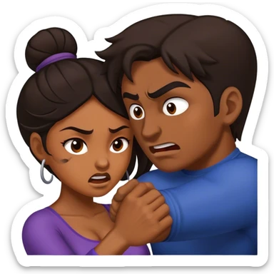 Brown skin woman dark hair man tussling sticker