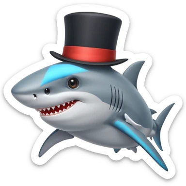 Shark with a top hat sticker