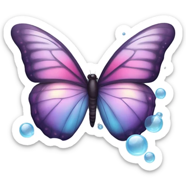 butterfly with soap bubbles in the siren sticker