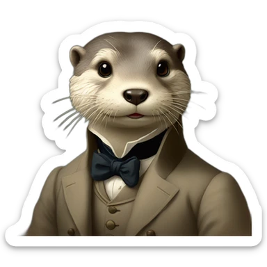 a gentleman otter in a 19th century portrait sticker