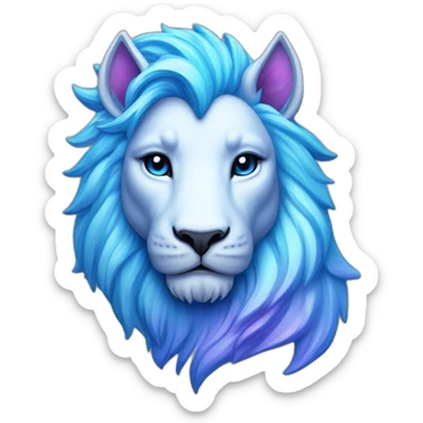 unicorn lion holographic blue sticker