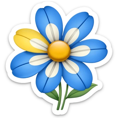 Flor azul y blanco y amarillo sticker