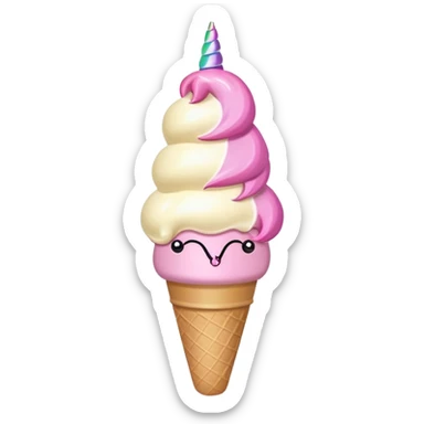 An ice cream with a pink unicorn holding nuke sticker