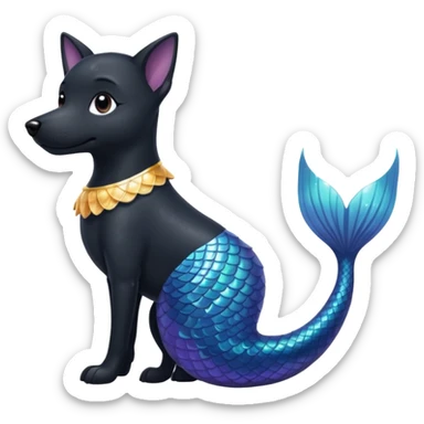 Black dog with mermaid tail sticker