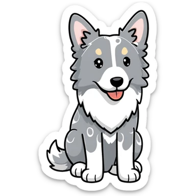 Grey spotted Merle Border Collie dog full body sticker