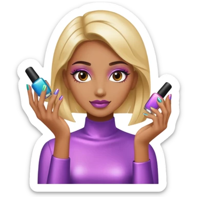 futuristic female nail artist sticker