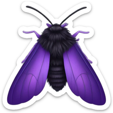 Black and purple fluffy moth sticker
