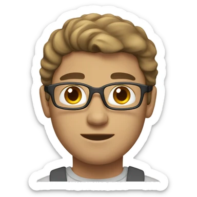 white brown haired man working on macbook sticker