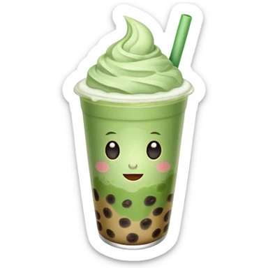 matcha latte with boba and ice without sticks and add a lil coffee  sticker