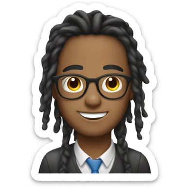 create an emoji that looks like a 15 year old boy from venezuela with medium locs and eyeglasses sticker
