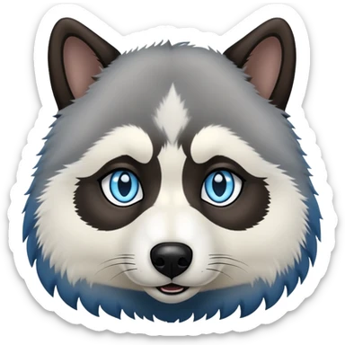 Wooly agouti husky with blue eyes and some black fur sticker