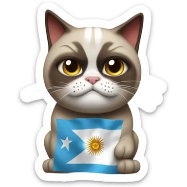 Grumpy cat with Argentinian flag and Yerba matte sticker