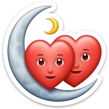 Heart and moon emoji sticker