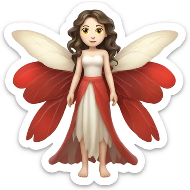 Pale skin, brunette fairy woman with red wings full body sticker