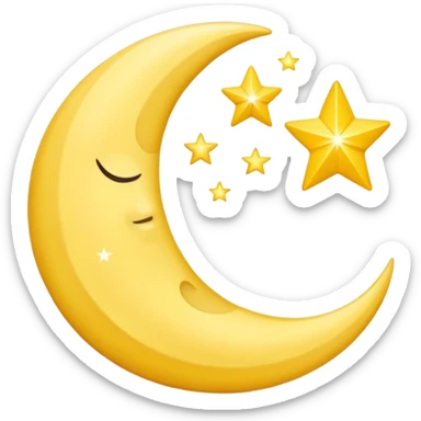 crescent moon with 3 stars around it sticker