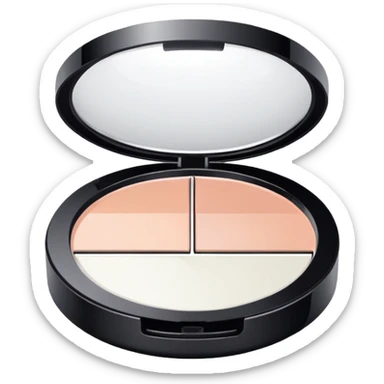 empty makeup compact icon, open to show it's finished sticker