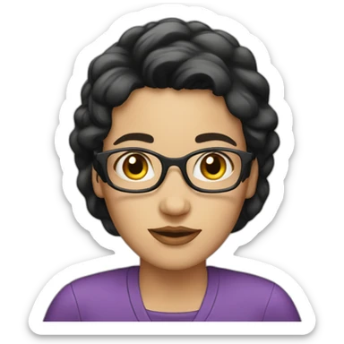 50th White woman with black hair reading sticker