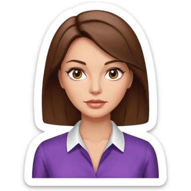 create an emoji of an adult woman with botox, with a square cut and brown hair, light skin, brown eyes and an elegant blouse sticker