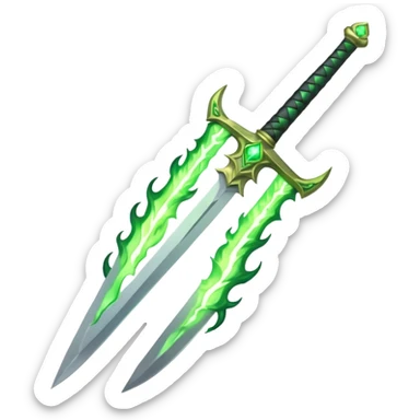 sword burning green flame sticker