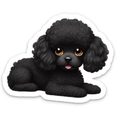 black toy poodle small girl fluffy dog sticker