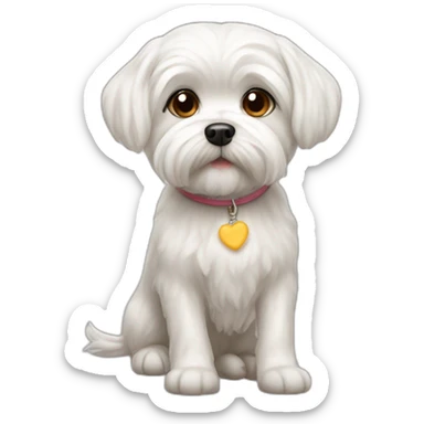 maltese dog short haired love cheese sticker