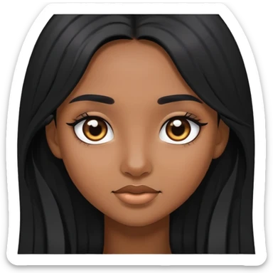 Girl with long black hair, brow skin, black eyes  sticker