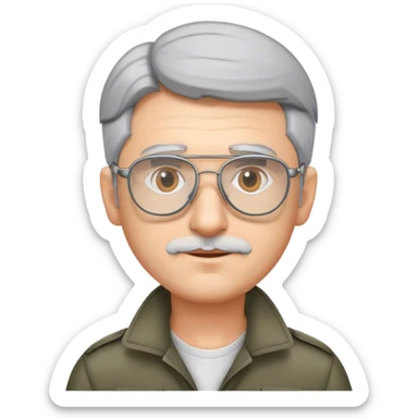 Programmer with gray hair and aviator glasses sticker