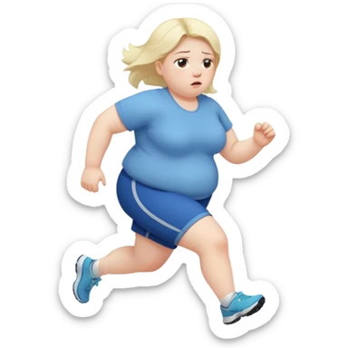 Sad fat girl running sticker