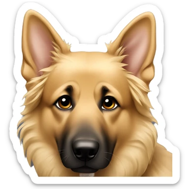 German shepherd with blonde curly girl sticker