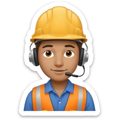 construction worker with headphone sticker