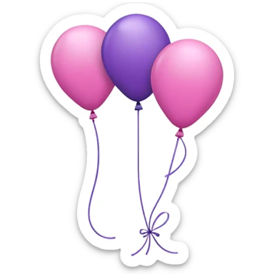 A pink 2 balloon on the left and a purple 3 balloon on the right sticker