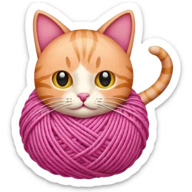 ball of yarn, pink, cat sticker