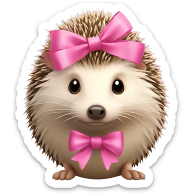 Hedgehog with pink bow sticker