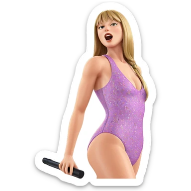 singing girl in swimsuit sticker