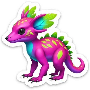 Multi-colored, neon-colored, randomly-colored Toxic Tropical Fionbri-Falvie-Vernid-Fakémon-creature (full body) sticker