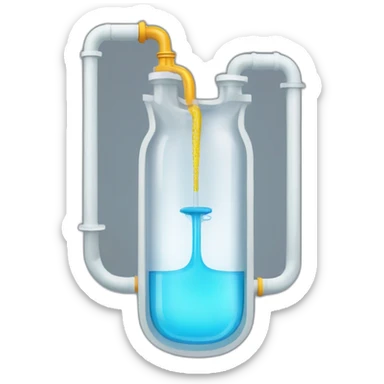 A siphon emoji consists of two containers, one higher than the other, connected by a tube. Liquid flows from the higher container to the lower one, representing the operation of a siphon sticker