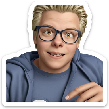 smiling boy in a jacket sticker