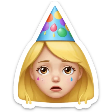 a very upset girl whose bithday has been forgotten sticker
