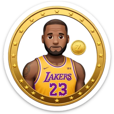 lebron james coin emoji   and text on the coin niggas in the sky  sticker