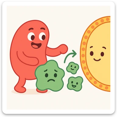Ultra-detailed emoji-style illustration of enzyme digestion: Red amylase breaking green starch into sugars near a yellow cell membrane. Clean white background, no text. Scientific but simple sticker