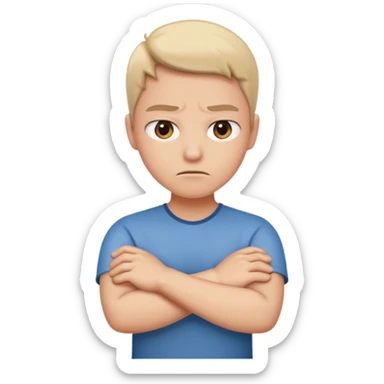 upset face with arms crossed sticker
