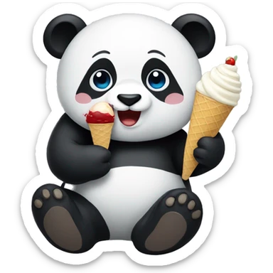 Panda eating ice cream sticker