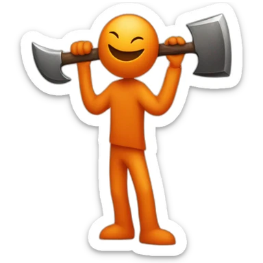 Orange Stickman With Axe On Shoulders sticker