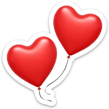 2 red heart-shaped balloons on a white background sticker