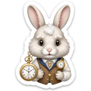 Rabbit holding watch sticker