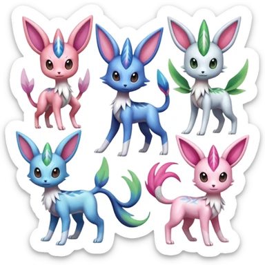 Sylveon-Palkia-Dialga-Shaymin-Meloetta-Celebi-Espeon-fusion-animal-Fakémon-creature  sticker