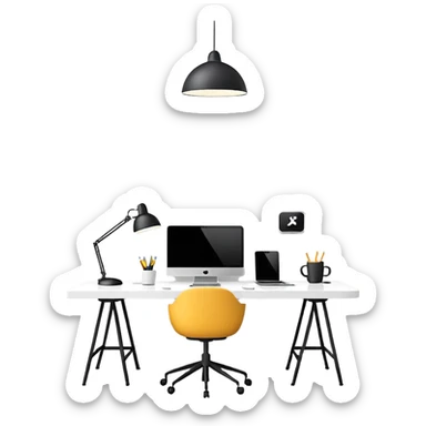 white workspace office with lighting sticker