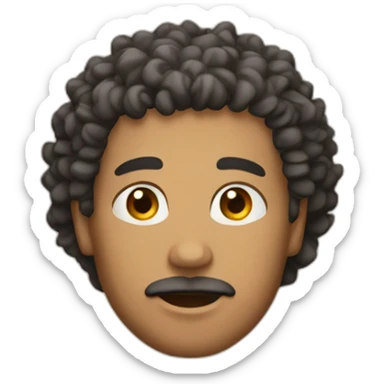 A man with curly wheat hair and thick eyebrows sticker